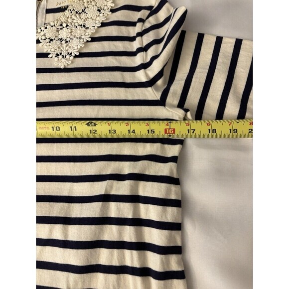 KATE SPADE Lace Collar Stripe Tee Dress Women Small 3/4 Sleeve Above Knee Casual - Picture 8 of 10